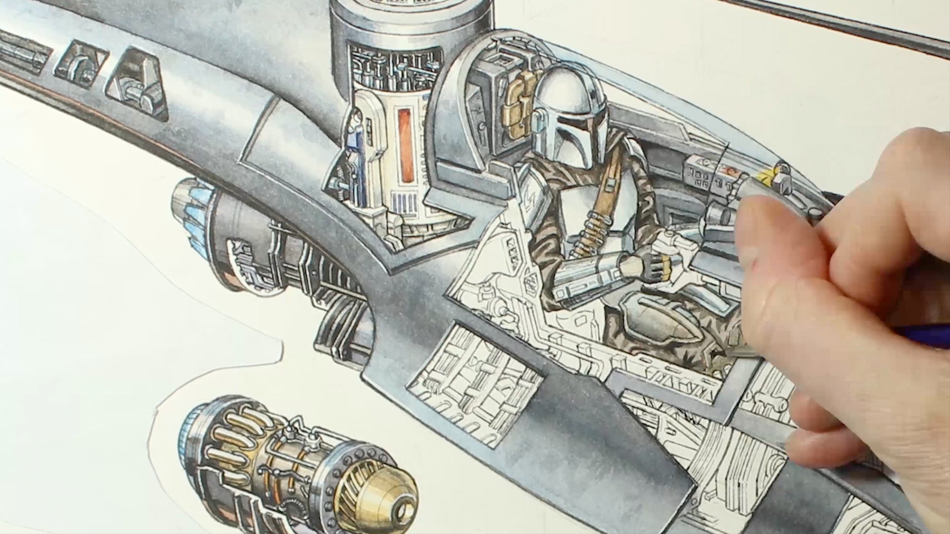 Video thumbnail for Star Wars The Mandalorian - Official N7 Starfighter Artwork Timelapse