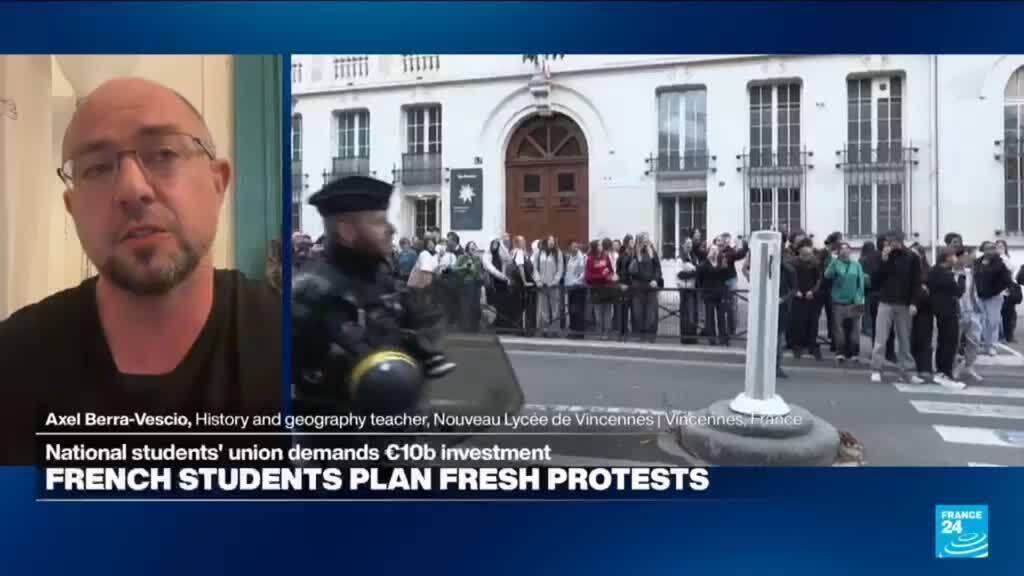 Video thumbnail for French student protests: 'There's been lack of investment in education for years now'