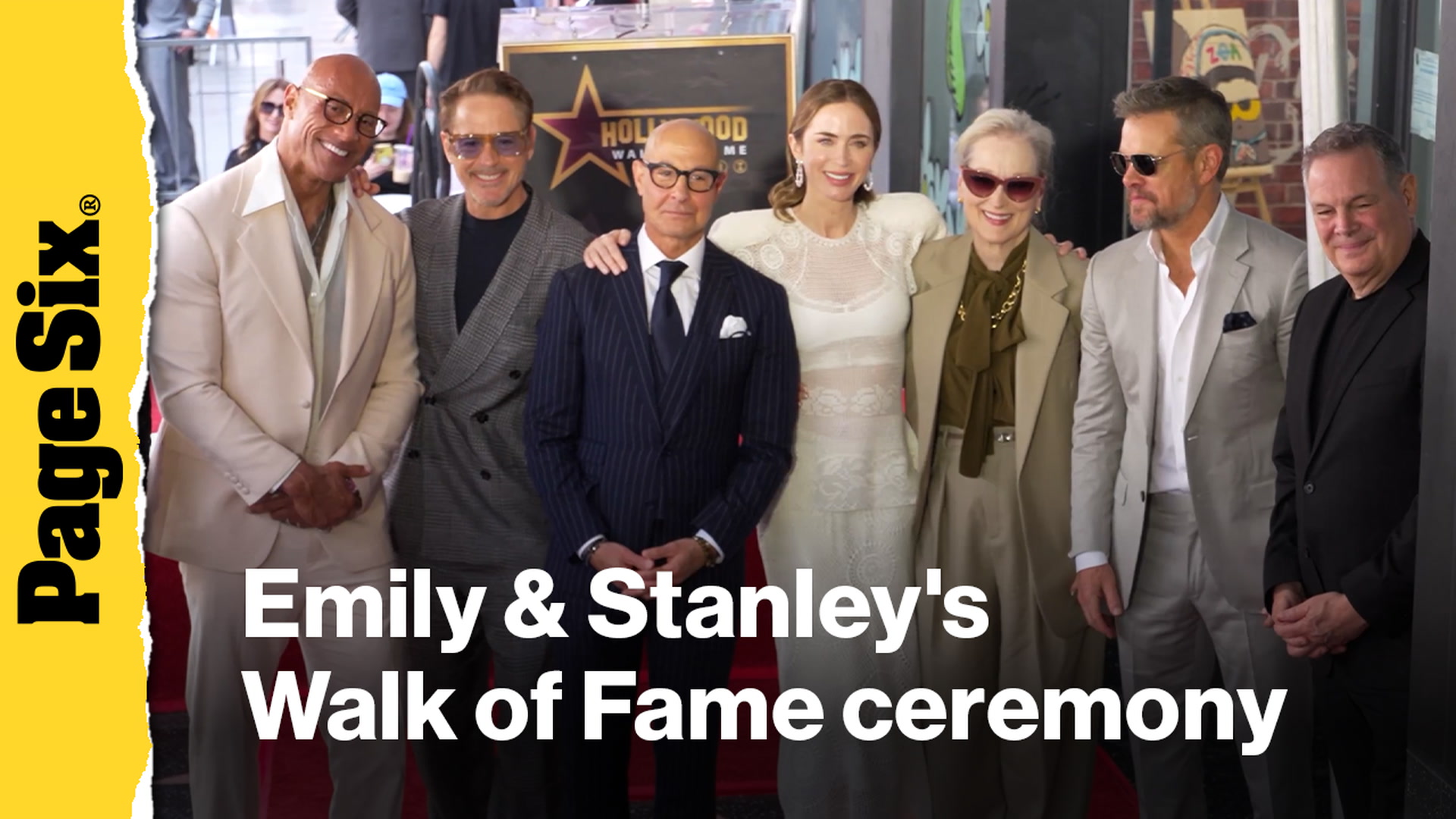Video thumbnail for Matt Damon, Robert Downey Jr., The Rock, Meryl Streep speak at Emily Blunt, Stanley Tucci Walk of Fame Ceremony
