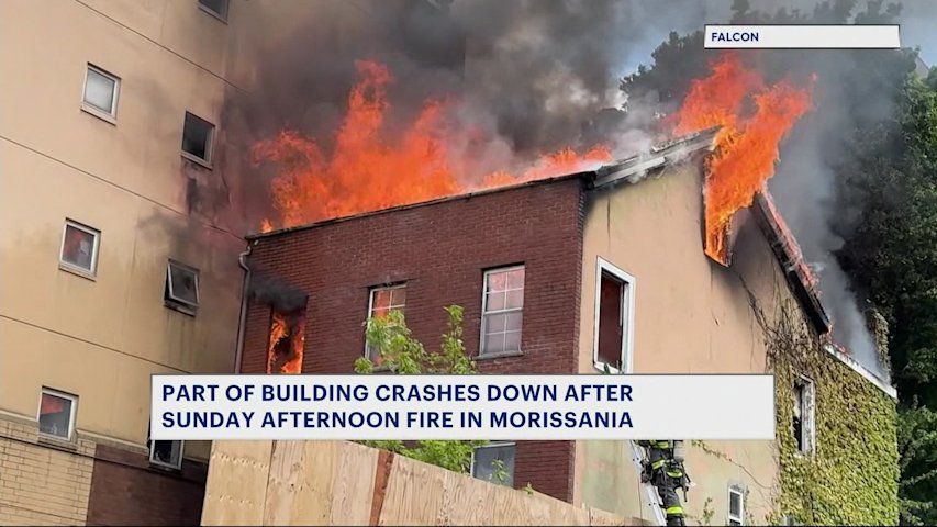 Video thumbnail for Partial collapse after fire rips through Morrisania building