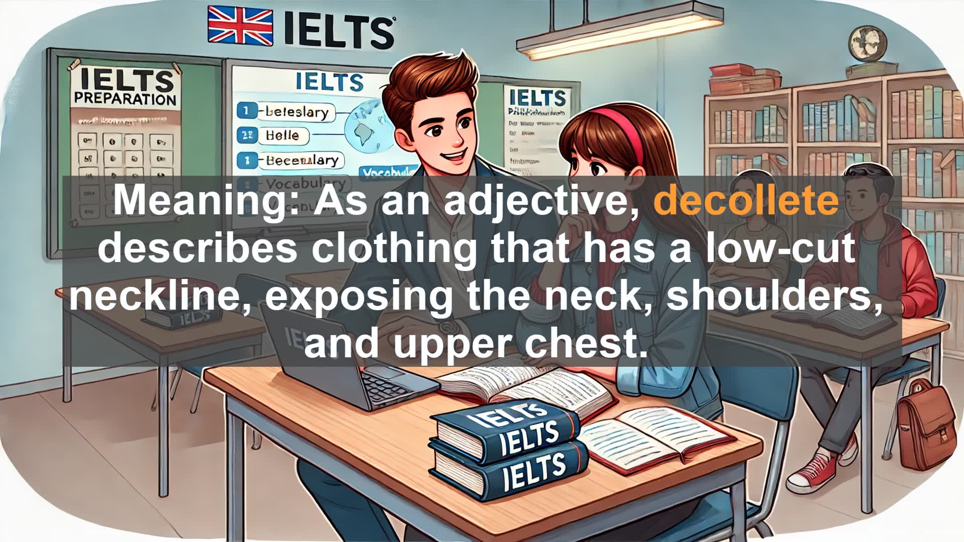 'Video thumbnail for 2000 Must Know IELTS 9.0 Vocabulary - Decollete: The Fashion Term for Low-Cut Elegance'