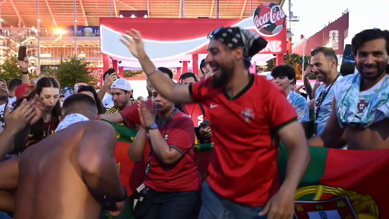 Video thumbnail for Canada: Portuguese fans celebrate World Cup Round of 32 win over Croatia in Toronto.