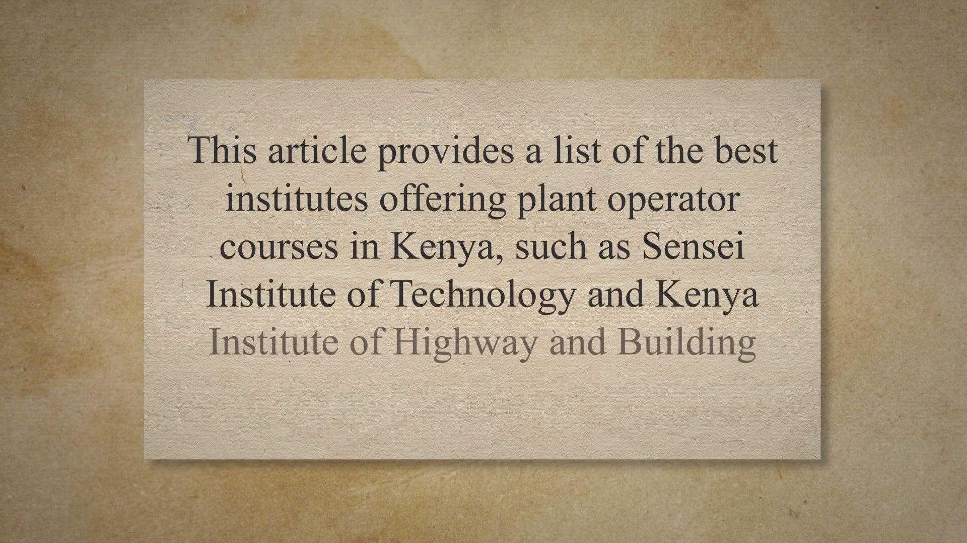Video thumbnail for List of Best Institutes that Offer Plant Operator Courses in Kenya