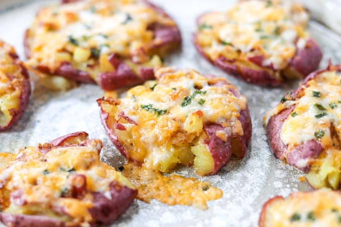 'Video thumbnail for Cheesy Smashed Potatoes'