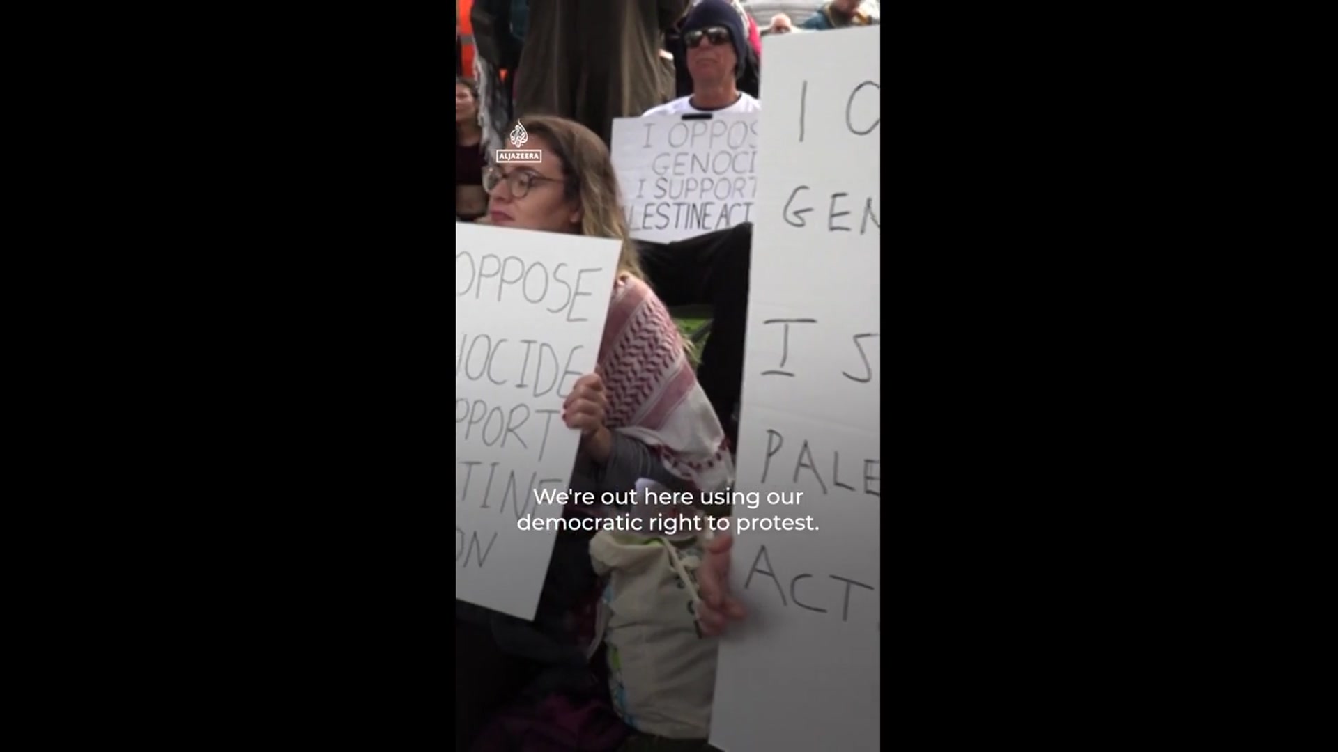 'Video thumbnail for UK police arrest Palestine Action protesters outside conference'