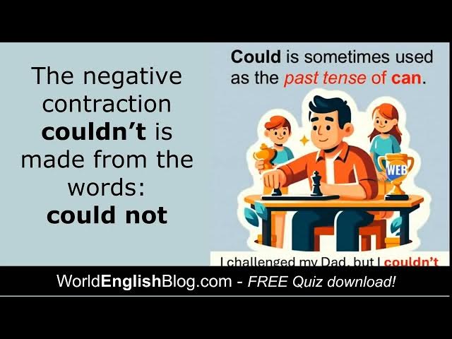 Video thumbnail for Modal Verb COULD: 'Could' as the Past Tense of 'Can' (English Grammar in 45 Seconds)