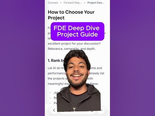 Video thumbnail for Here’s a guide on how to choose your project for your next FDE interview! #interviewprep