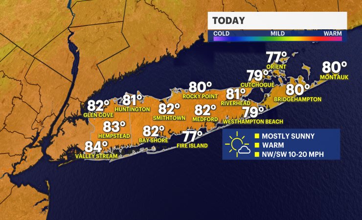 Video thumbnail for Sunny and warm today with more rain on the way for Long Island going into the weekend