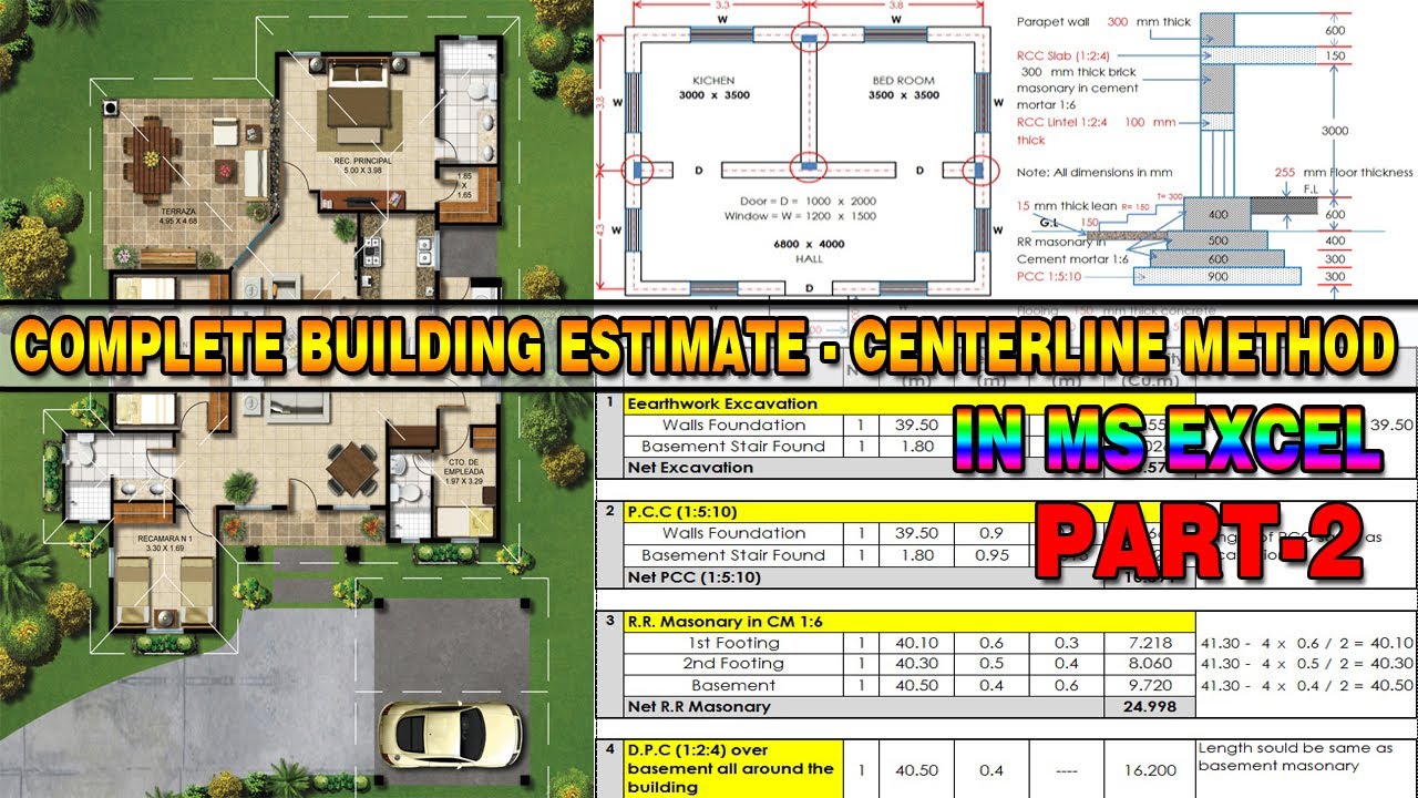 Video thumbnail for Estimate of Building in Excel | Part 2 | Complete Building Estimate | Centerline Method | Urdu/Hindi