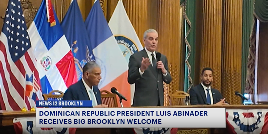 Video thumbnail for Dominican president's first official Brooklyn visit feels like a family reunion