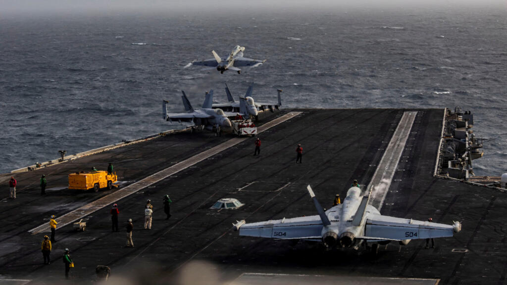 Video thumbnail for US sailors report dire conditions as replacement carrier heads to Middle East
