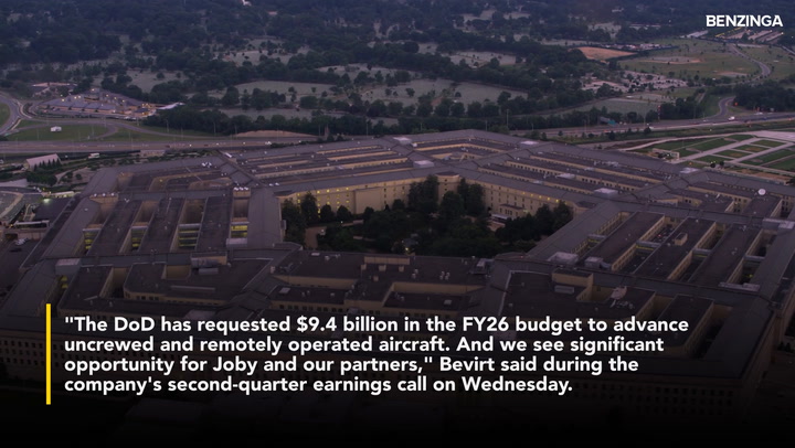 'Video thumbnail for Joby Aviation CEO Sets Sights On Pentagon's $9.4 Billion Budget For Uncrewed Aircraft, Targets 500 Aircraft Per Year'