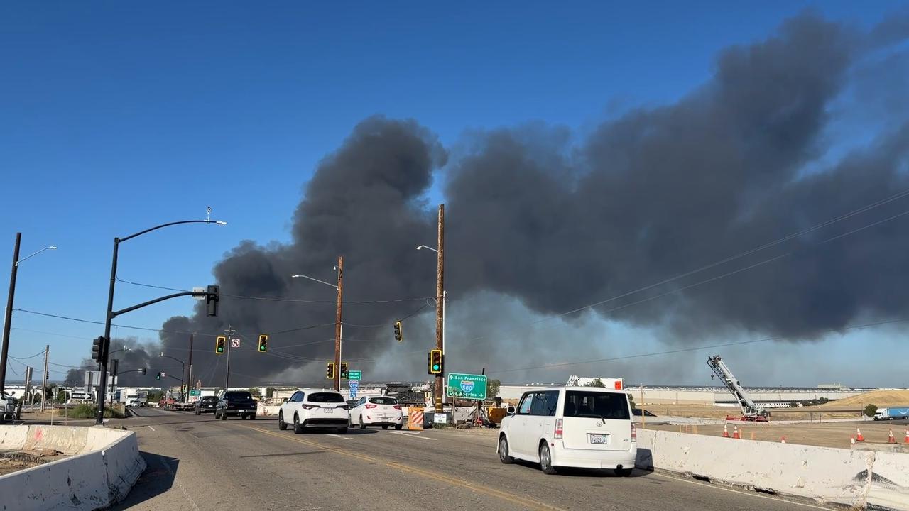 Video thumbnail for US: Massive fire engulfs medical supply warehouse in California.