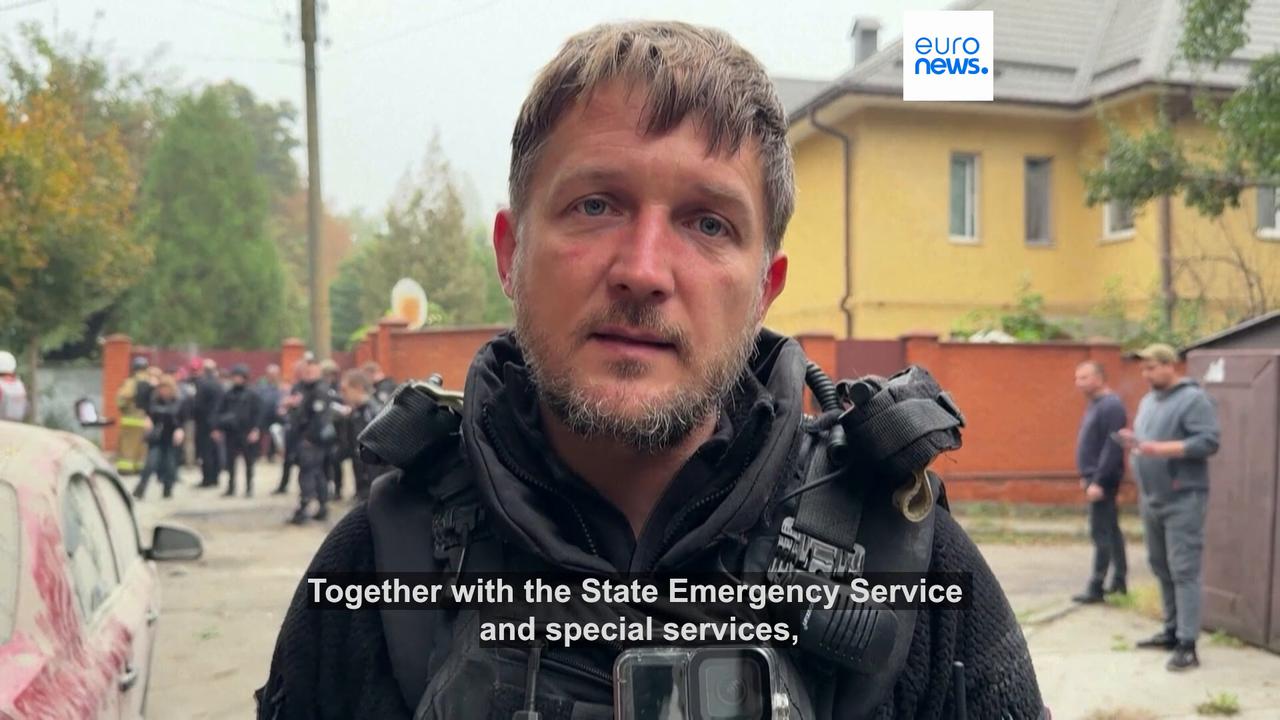 Video thumbnail for Russian strikes on Ukraine kill at least 15, including three children, emergency service says