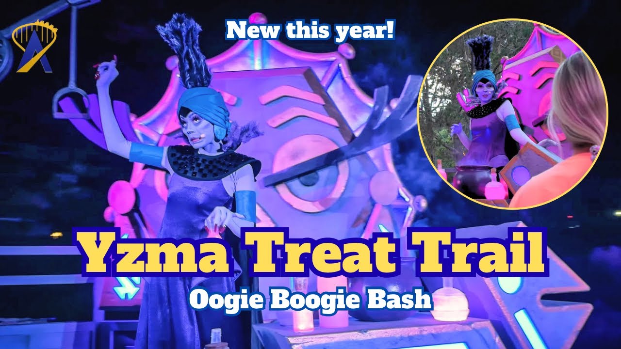 Video thumbnail for Pull the lever! Walking by Yzma at Oogie Boogie Bash 2026