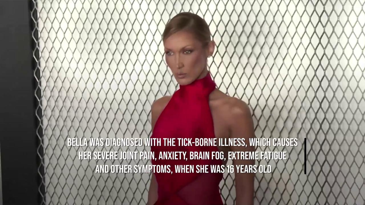 Video thumbnail for Bella Hadid apologises for worrying fans with emotional post about Lyme disease flare-up.