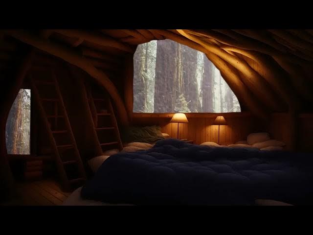 Video thumbnail for On a snowstorm day, fall asleep in a cozy tree house, with the sound of wind and snow, a relaxin