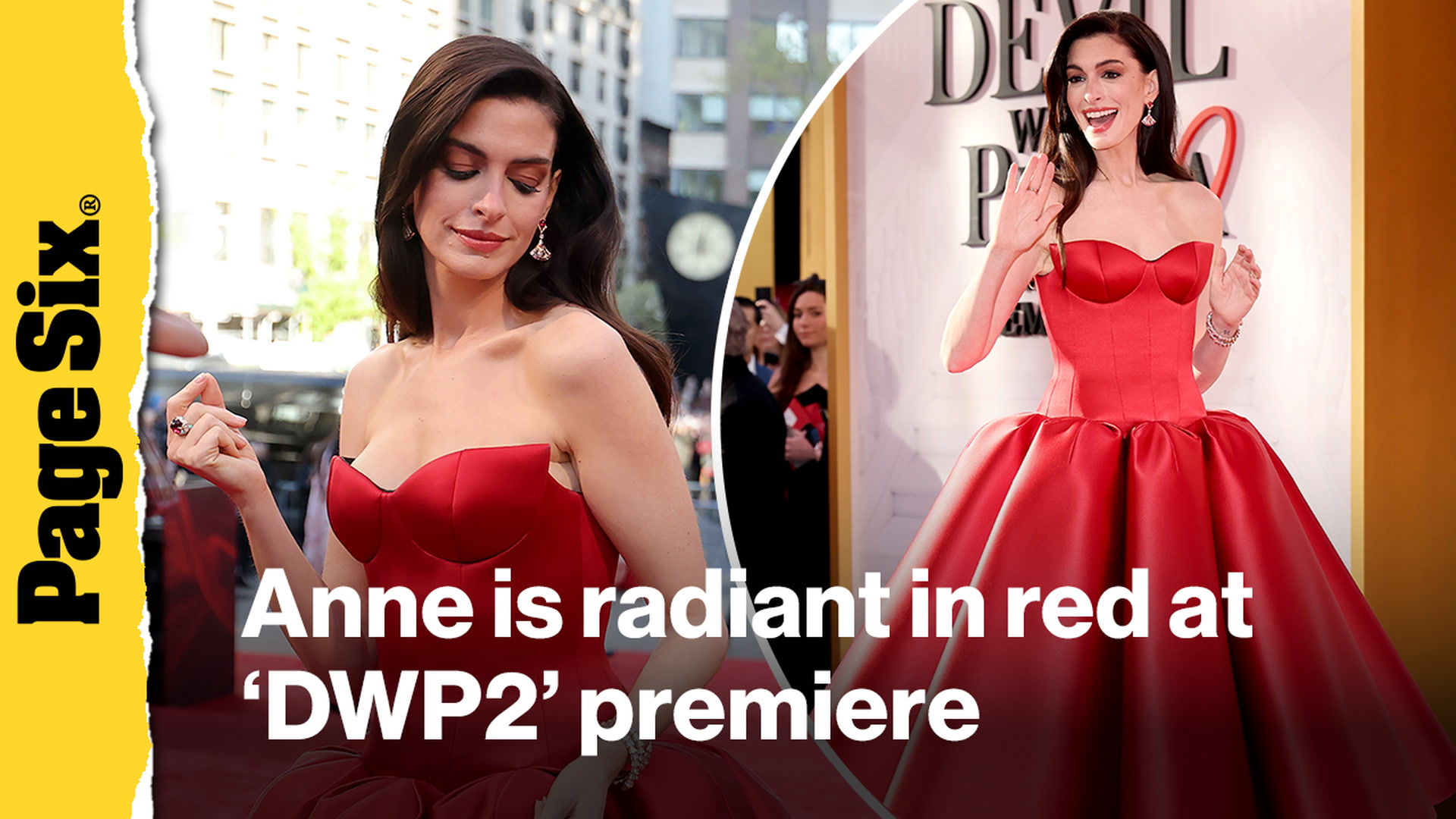 Video thumbnail for Anne Hathaway is radiant in sculptural red gown at 'The Devil Wears Prada 2' premiere