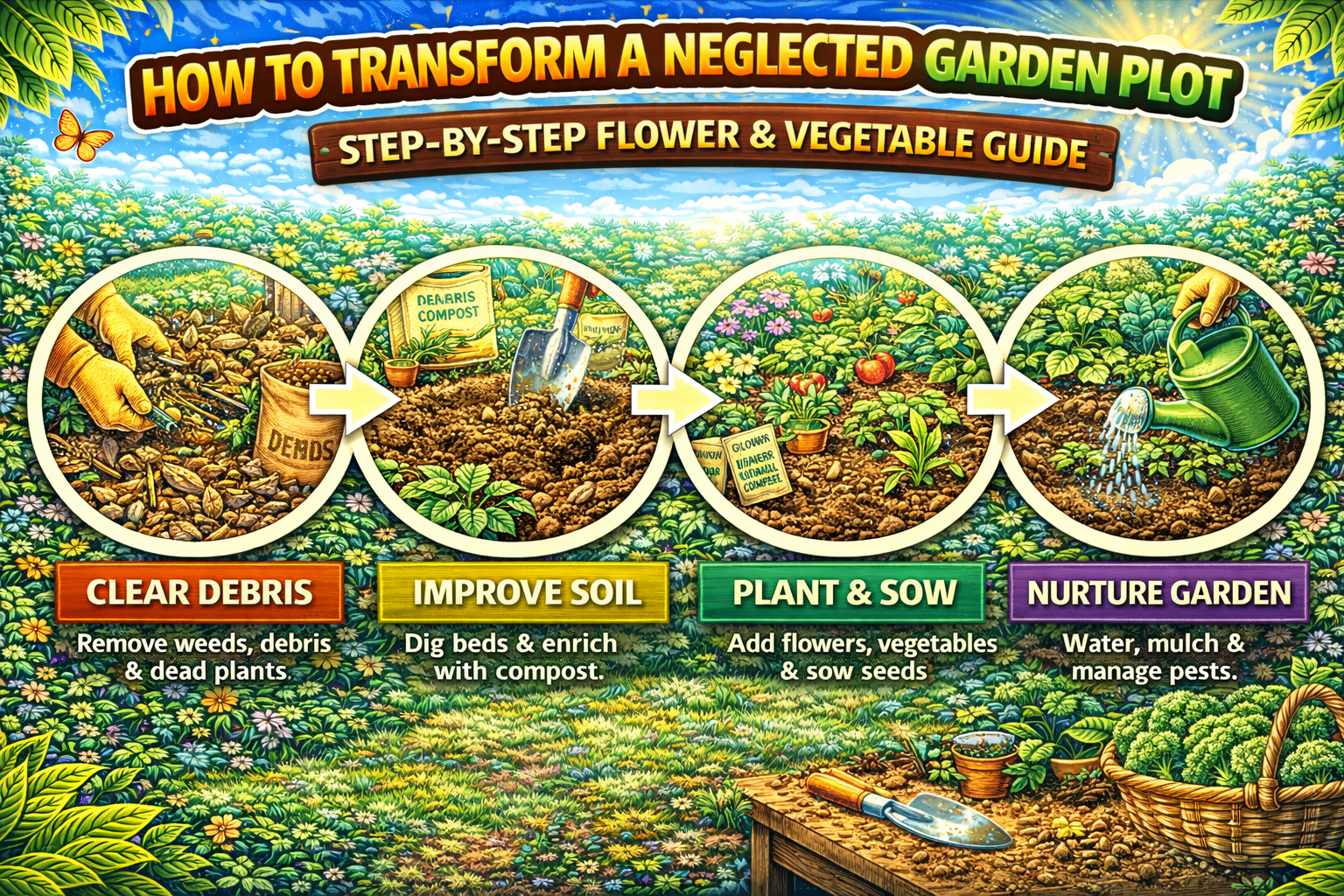 Video thumbnail for How to Transform a Neglected Garden Plot | Step-by-Step Flower & Vegetable Guide