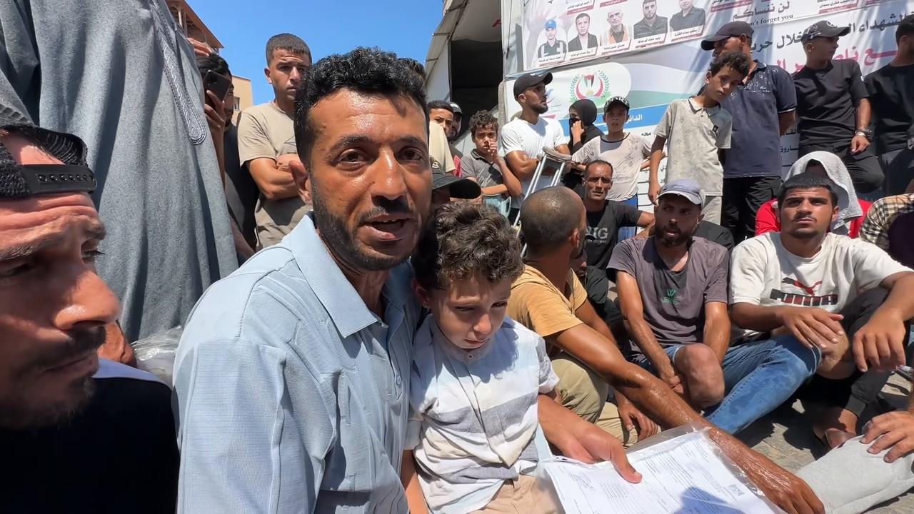 Video thumbnail for Sick and injured Palestinians demonstrate at Nasser Hospital in Khan Younis for medical treatment.