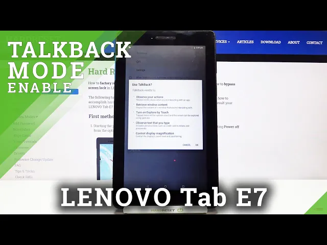 Video thumbnail for How to Enable TalkBack on LENOVO Tab E7 – Use TalkBack