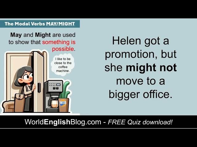 Video thumbnail for Modal Verbs MAY and MIGHT for Possibility (45 Second English Grammar)
