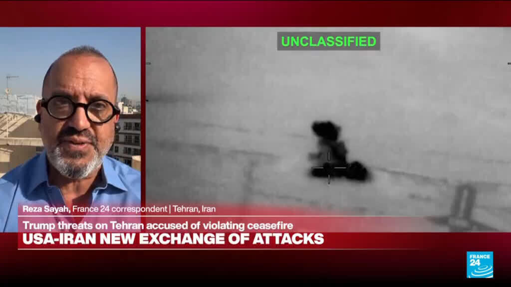 Video thumbnail for New US-Iran exchange of attacks threatens ceasefire