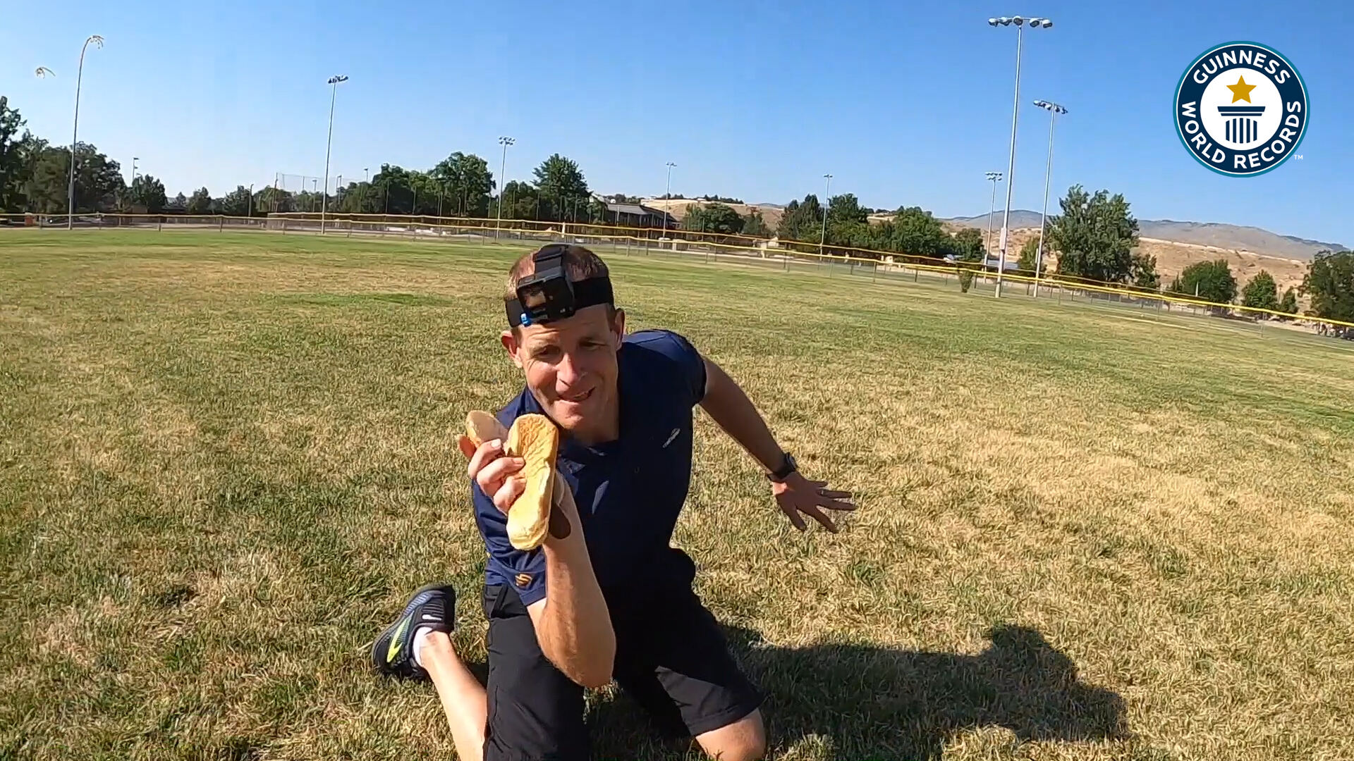 'Video thumbnail for David Rush sets new world record for hot dog toss'
