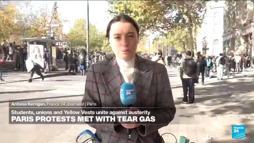 Video thumbnail for France: "We've seen extremely high tensions between protesters and law enforcement"