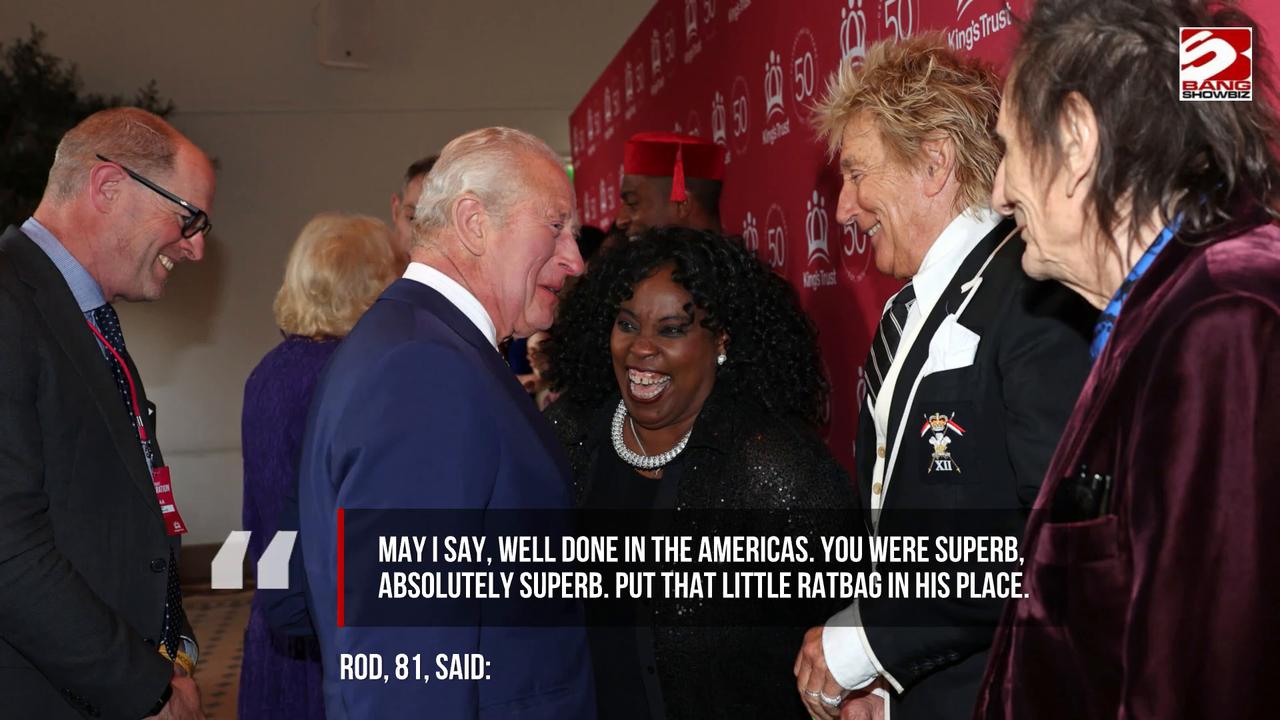 Video thumbnail for Sir Rod Stewart lauds King Charles for putting 'little ratbag' Donald Trump 'in his place' during US state visit