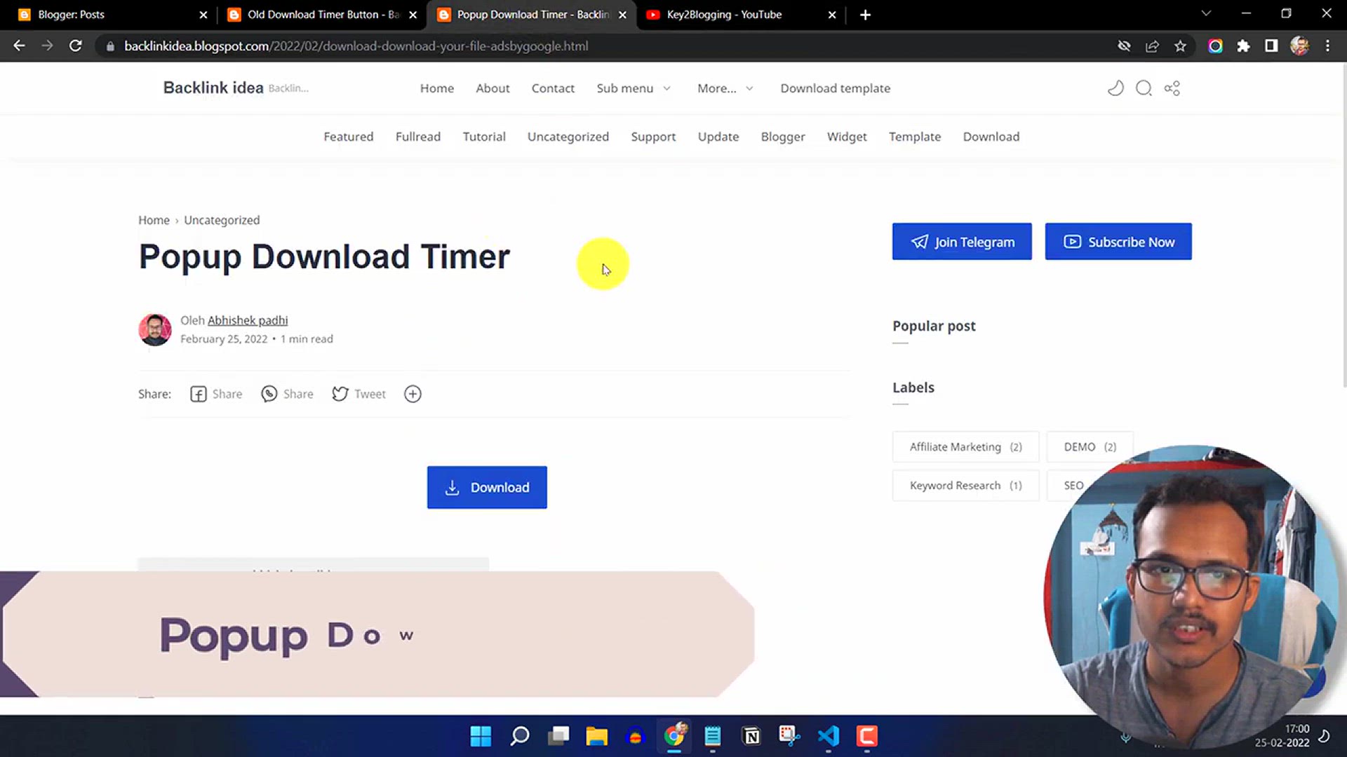 'Video thumbnail for How To Add A Responsive Popup Download Timer Button in Blogger'
