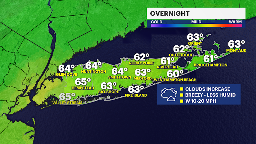 Video thumbnail for Breezy with increasing clouds overnight ahead of a decent Friday on Long Island