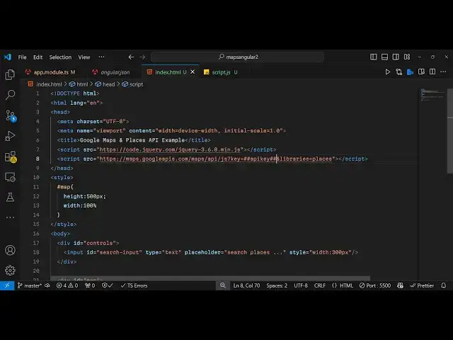 Video thumbnail for Javascript Google Maps API to Render Maps With Autocomplete Search Field Using Places API in Browser