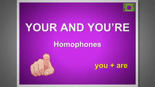 'Video thumbnail for Your vs You're: Master Homophones with Clear Examples'