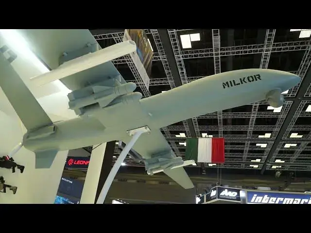 'Video thumbnail for AT DIMDEX 2024 in QATAR the MILKOR 380   Latest Generation Armed Drone from South Africa's Industry'