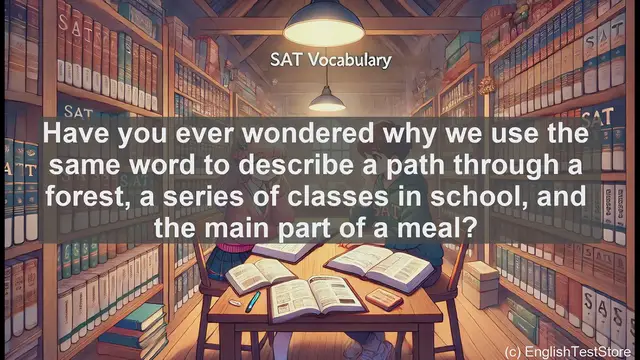 Video thumbnail for 5000 Must Know SAT Vocabulary - The Many Meanings of 'Course': From Paths to Meals