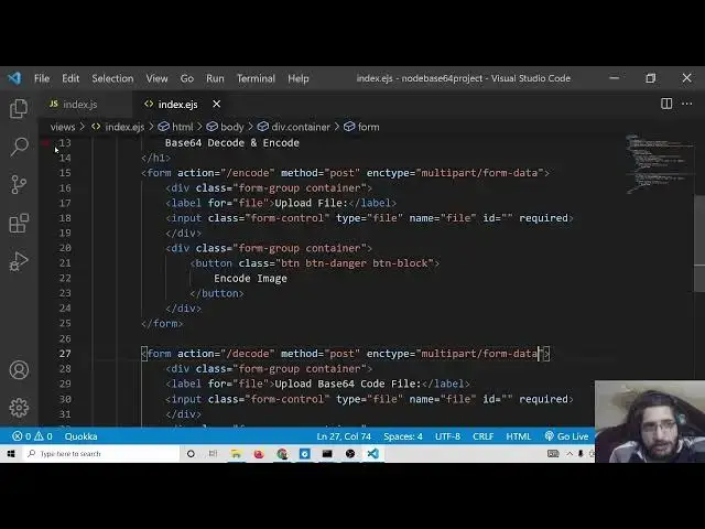 Video thumbnail for Node.js Express Project to Encode & Decode Images From Local PC or URL to Base64 Code in JS
