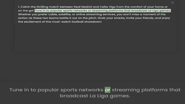 Video thumbnail for 1. Catch the thrilling match between Real Madrid and Celta Vigo from the comfort of your home or on the go! Tune in to popular sports networks or streaming platforms that broadcast La Liga games. Whether you prefer cable, satellite, or on