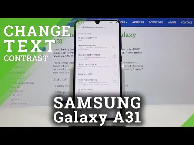 'Video thumbnail for How to Activate High Contrast in SAMSUNG Galaxy A31 – Turn On / Off High Contrast'