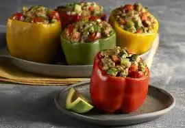 Video thumbnail for Avocado and Bacon Stuffed Bell Peppers