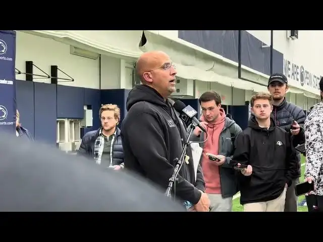 Video thumbnail for Penn State football: James Franklin Michigan Week Post-Practice Availability