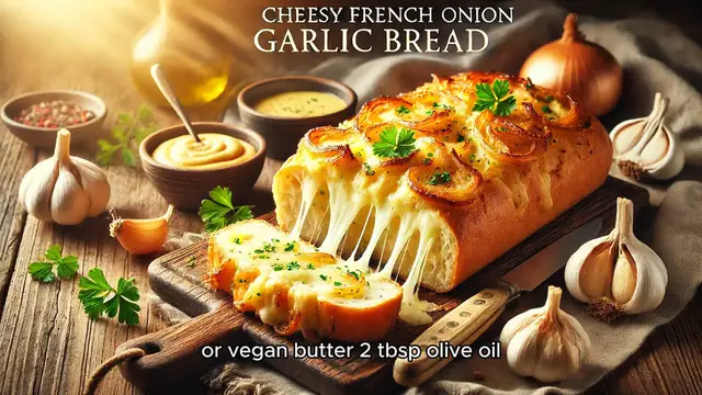 Video thumbnail for Cheesy French Onion Garlic Bread