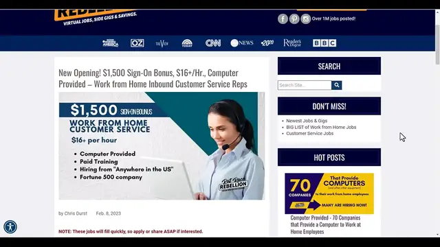Video thumbnail for $1,500 Sign-On Bonus, $16+_Hr., Computer Provided – Work from Home Inbound Customer Service Reps