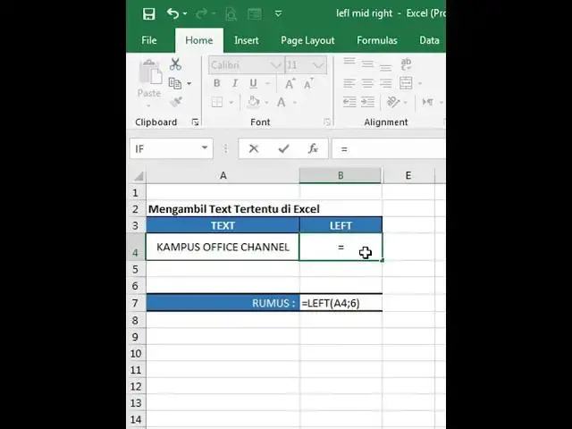 Video thumbnail for MENGGUNAKAN RUMUS LEFT DI EXCEL | RUMUS LEFT EXCEL