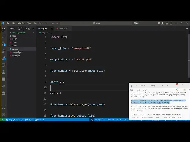 Video thumbnail for Python 3 PyMuPDF Script to Delete Specific Pages of PDF Document in Terminal Using fitz Library