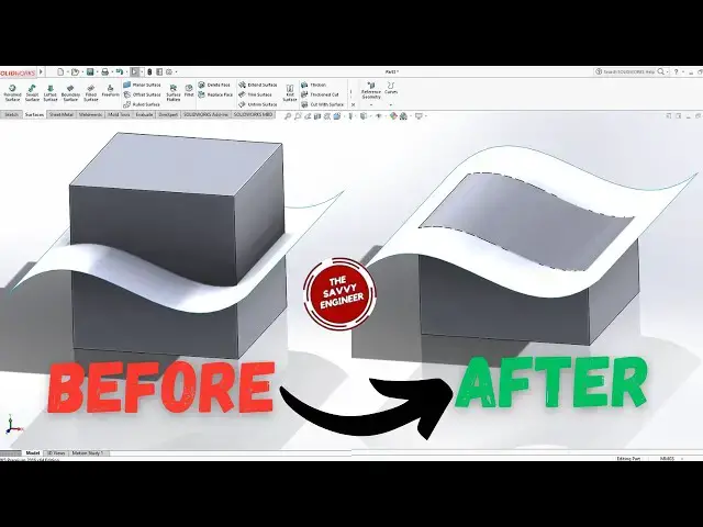 'Video thumbnail for SolidWorks | How to Cut a Solid with a Surface Like a Pro'