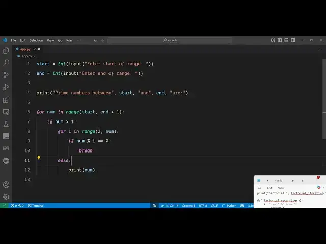 Video thumbnail for Python 3 Program to Find Prime Numbers in a Given Range Tutorial For Beginners