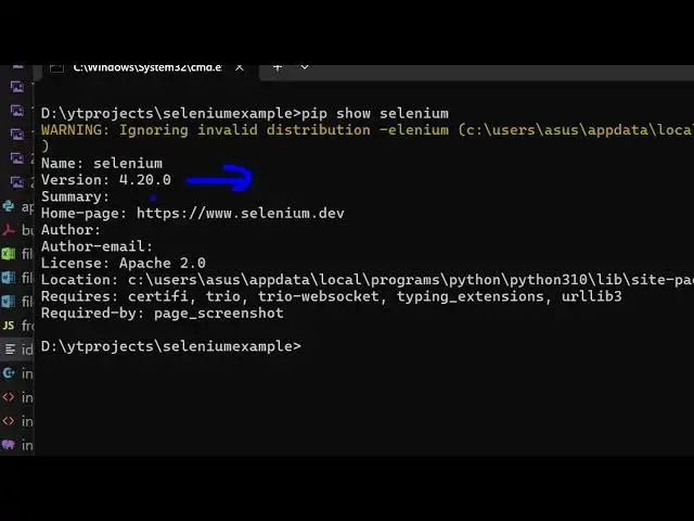 Video thumbnail for How to Check selenium version & location in Terminal
