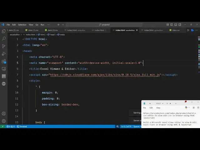 Video thumbnail for Build a Microsoft Excel Clone Editor to View & Edit Excel Files in Browser Using HTML & JavaScript