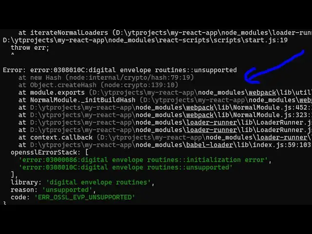 Video thumbnail for How to Solve and Fix Error message "error:0308010C:digital envelope routines::unsupported" React.js